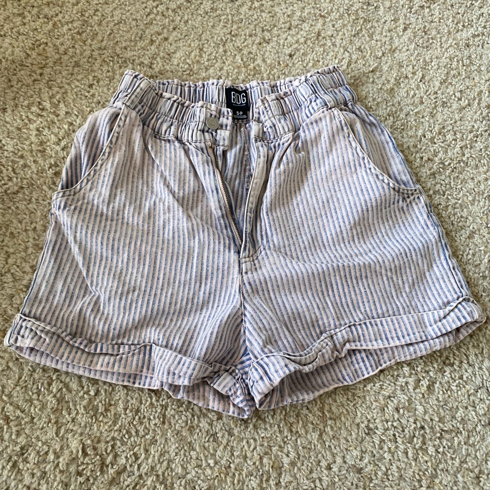 BDG size S oversized vertical stripe denim shorts